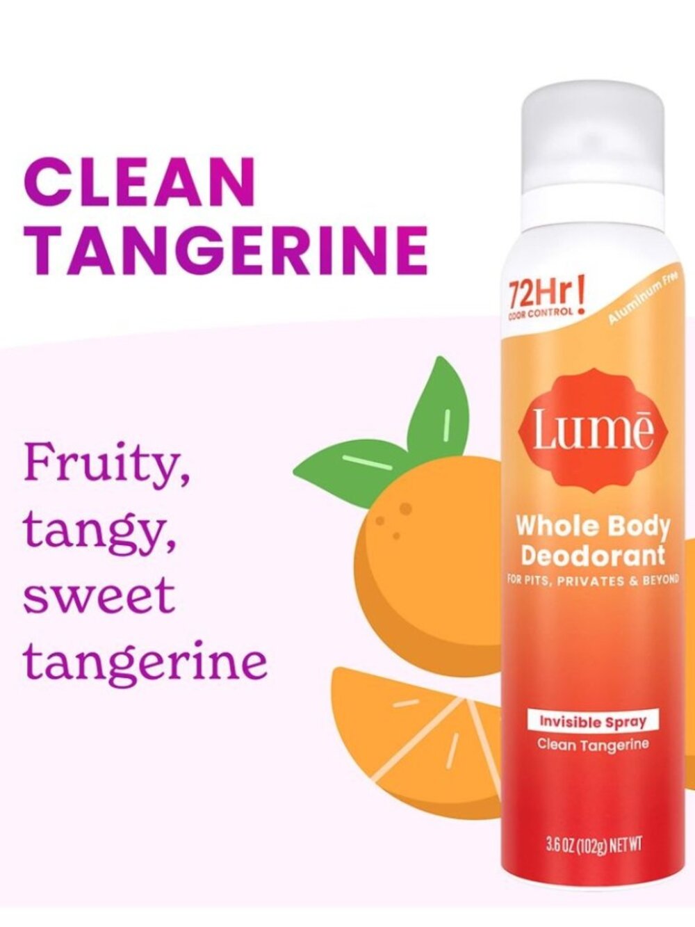 Lume Whole Body Deodorant Spray — Clean Tangerine 3.6oz